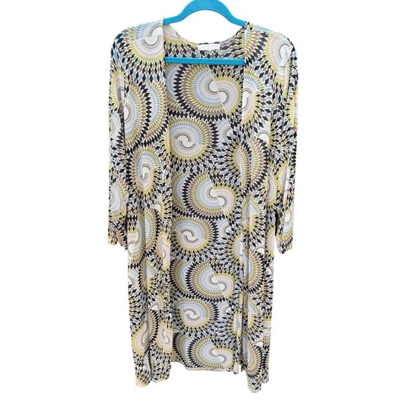 Joie De Vivre Tops - Joie De Vivre Womens Art Deco Lightweight Duster Abstract Retro Boho  Artsy 1X